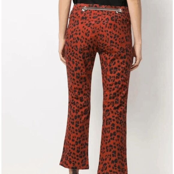NEW! MAIOU The Tommy Pant in Red Leopard Print with Silver Belt Size 27 - Picture 3 of 15